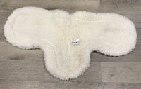 Fitted Cotton Top Thick Fleece Dressage Saddle Pad *vgc, stains, mnr hair & dirt, thin & clumpy fleece, older
