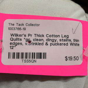 Pr Thick Cotton Leg Quilts *gc, clean, dingy, stains, thin edges, v.crinkled & puckered, older