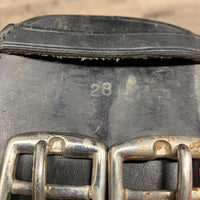 Leather Dressage - Short Tri Fold Girth, 3rd Billet Buckle *gc, older, dusty, hair, rust, film, undone keeper stitching

