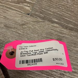 Full Seat Hvy Cotton Breeches *vgc, older, rubbed/pilly seat