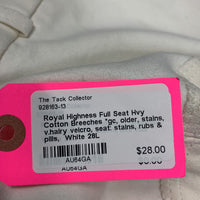 Full Seat Hvy Cotton Breeches *gc, older, stains, v.hairy velcro, seat: stains, rubs & pills

