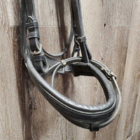 Rsd Padded Dressage Bridle, Crank, Rubber Lined Reins, Flash, buckles *dirty, dry, stiff, older, faded
