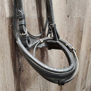 Rsd Padded Dressage Bridle, Crank, Rubber Lined Reins, Flash, buckles *dirty, dry, stiff, older, faded