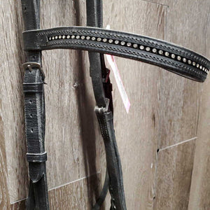 Rsd Padded Dressage Bridle, Crank, Rubber Lined Reins, Flash, buckles *dirty, dry, stiff, older, faded