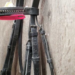 Rsd Padded Dressage Bridle, Crank, Rubber Lined Reins, Flash, buckles *dirty, dry, stiff, older, faded