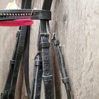 Rsd Padded Dressage Bridle, Crank, Rubber Lined Reins, Flash, buckles *dirty, dry, stiff, older, faded
