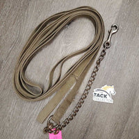 Hvy Cotton Web Lunge Line, 20" nose chain, loop handle *fair/gc, older, faded, v.rusty, dirt, rubs, stains
