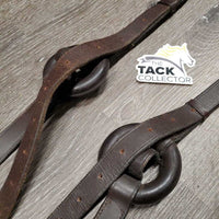 Pr Leather Donut Side Reins *v.stiff, creases, xholes, gc/fair, v.dry, creases, rubs, xholes, twists
