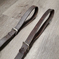 Pr Leather Donut Side Reins *v.stiff, creases, xholes, gc/fair, v.dry, creases, rubs, xholes, twists
