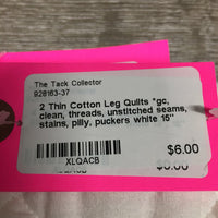 2 Thin Cotton Leg Quilts *gc, clean, threads, unstitched seams, stains, pilly, puckers