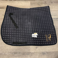 Quilted Dressage Saddle Pad, tabs "Horizon" *gc, clean, faded, older, rubs, mnr hair
