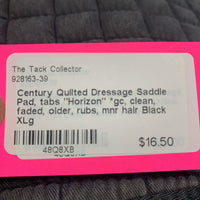Quilted Dressage Saddle Pad, tabs "Horizon" *gc, clean, faded, older, rubs, mnr hair
