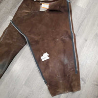 Full Suede Chaps *gc, rubs, stains, older, dirty
