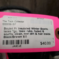 Pr Insulated Winter Boots, laces *gc, toes: rubs, faded & scuffs, clean, mnr dirt & hair inside