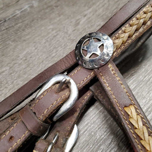 thick Western Headstall, Braided *vgc, sticky, scrapes, film, older, faded?gunk