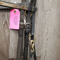 Soft Thick Leather Headstall, woven Browband, Biothane Throatlatch *gc, film, dirt, sticky, mismatched
