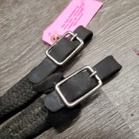 Thick Nylon Rope Horsemanship Loop Reins, buckles *gc, mnr dirt, rubs, frayed & stretched areas
