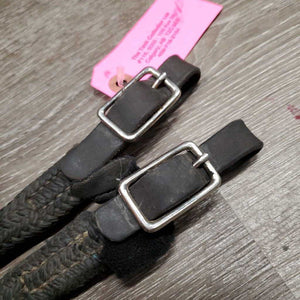 Thick Nylon Rope Horsemanship Loop Reins, buckles *gc, mnr dirt, rubs, frayed & stretched areas