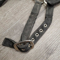 Soft Nylon Web Lungeing Cavesson, wide noseband *gc, dirty, faded, rusty, older
