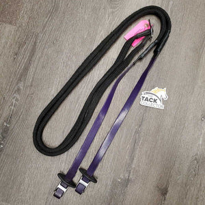 Pr Biothane & Braided Nylon Loop Reins, 2x conways, stoppers *gc, clean, rubs, hairy, residue