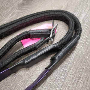 Pr Biothane & Braided Nylon Loop Reins, 2x conways, stoppers *gc, clean, rubs, hairy, residue