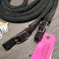 Thick Nylon Rope Horsemanship Loop Reins, buckles *vgc, mnr dirt, rubs & hair
