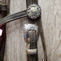 Soft Headstall, bling, silver buckles *gc, dirty, missing bling, film
