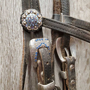 Soft Headstall, bling, silver buckles *gc, dirty, missing bling, film