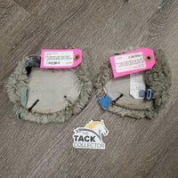 Pr Sheepskin Cinch Ring Guards - Covers *gc, dirty, velcro: hairy, twisted & missing velcro, stiff
