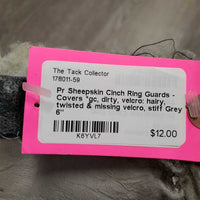 Pr Sheepskin Cinch Ring Guards - Covers *gc, dirty, velcro: hairy, twisted & missing velcro, stiff
