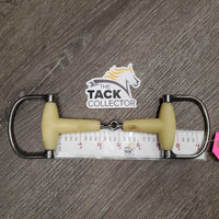 Thick Jointed Plastic D Ring Bit *fair/gc, clean, v.CHEWED, hole/gouge, sharp
