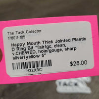 Thick Jointed Plastic D Ring Bit *fair/gc, clean, v.CHEWED, hole/gouge, sharp
