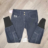 Euroseat Denim Breeches *vgc,hairy, seat: mnr discolored/faded, seam puckers
