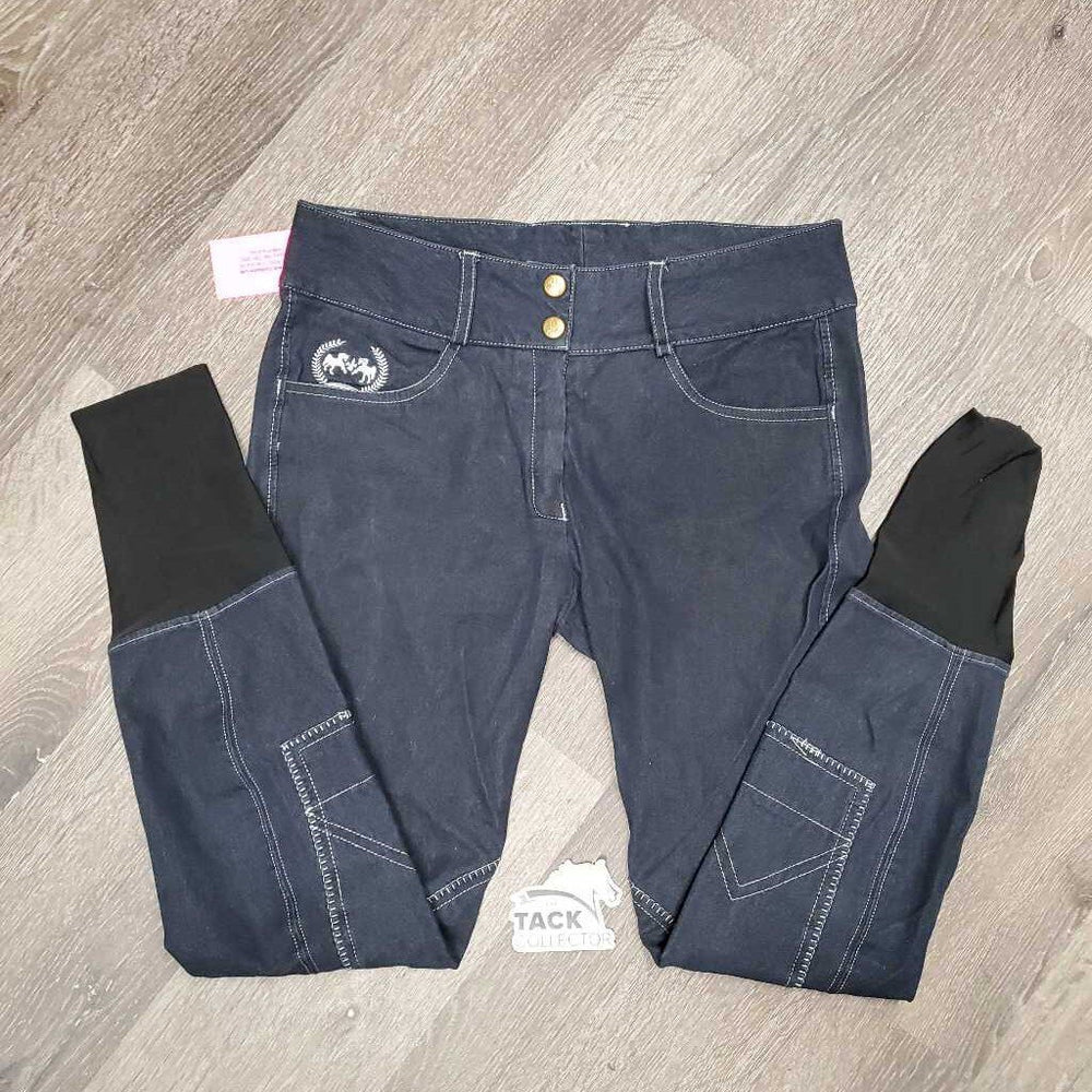 Euroseat Denim Breeches *vgc,hairy, seat: mnr discolored/faded, seam puckers