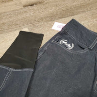 Euroseat Denim Breeches *vgc,hairy, seat: mnr discolored/faded, seam puckers
