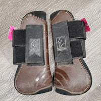 Open Front & Hind Boots, velcro *gc/fair, faded, residue, clean, v.scraped, holey edges, 1 squished, stains
