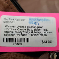 Unlined Rectangular Cordura Cantle Bag, zipper *gc, stains, dusty/dirty & hairy, undone stitches/threads *inside: clean
