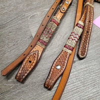 Tooled & Rawhide Headstall *gc, MISSING 1 screw, mnr stains?dirt & rubs
