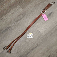 Thick Harness Leather Training Fork - Running Martingale Attachment, adjustable, snap *gc, clean, stains, edge scrapes
