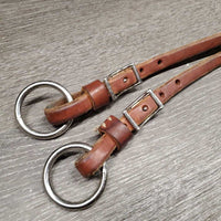 Thick Harness Leather Training Fork - Running Martingale Attachment, adjustable, snap *gc, clean, stains, edge scrapes
