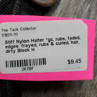 Stiff Nylon Halter *gc, rubs, faded, edges: frayed, rubs & curled, hair, dirty
