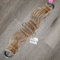 31 String Hvy Cotton Rope Cinch, 2x D rings *fair/gc, v.dirty, stained, hairy, snags, stiff, rubs, dry rubbed keeper
