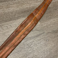 Thin Leather Girth, 1x els *fair/gc, older, stiff, stains, rubs, UNDONE stitching
