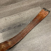 Thin Leather Girth, 1x els *fair/gc, older, stiff, stains, rubs, UNDONE stitching
