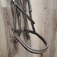 Narrow Rsd/FS Bridle, Rsd/FS Braided Reins *vgc/xc, clean, creases, rubs, v.tight keepers, dry, stiff, rough back
