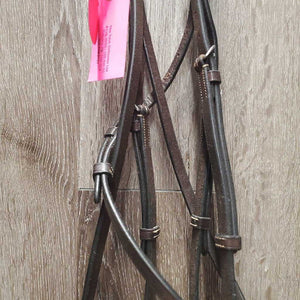 Narrow Rsd/FS Bridle, Rsd/FS Braided Reins *vgc/xc, clean, creases, rubs, v.tight keepers, dry, stiff, rough back