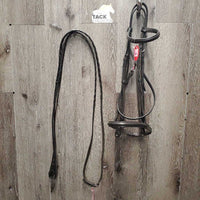 Narrow Rsd Bridle, Braided Reins *vgc, clean, v.stiff, dry, scraped edges, rubs
