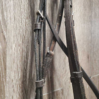 Narrow Rsd Bridle, Braided Reins *vgc, clean, v.stiff, dry, scraped edges, rubs
