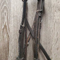 Narrow Rsd Bridle, Braided Reins *vgc, clean, v.stiff, dry, scraped edges, rubs
