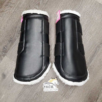 Pr Closed Boots, velcro, fleece lined *like new, mnr hair
